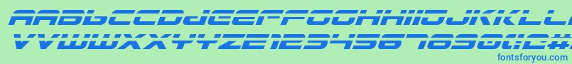 Шрифт GunshipLaserItalic – синие шрифты на зелёном фоне