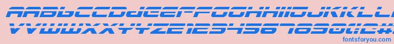 フォントGunshipLaserItalic – ピンクの背景に青い文字
