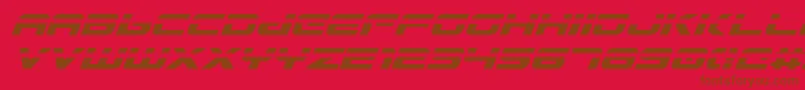 GunshipLaserItalic-Schriftart – Braune Schriften auf rotem Hintergrund