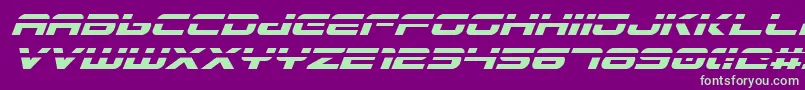 フォントGunshipLaserItalic – 紫の背景に緑のフォント