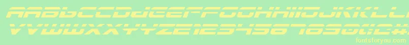 フォントGunshipLaserItalic – 黄色の文字が緑の背景にあります