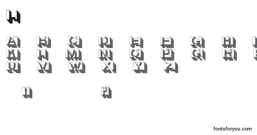 Schriftart Letterbuildingsthree – Alphabet, Zahlen, spezielle Symbole