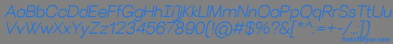フォントVillerayLightitalic – 灰色の背景に青い文字