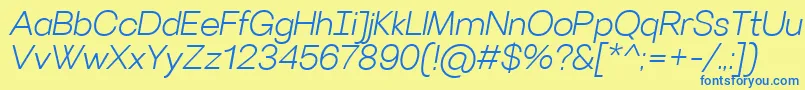 VillerayLightitalic Font – Blue Fonts on Yellow Background