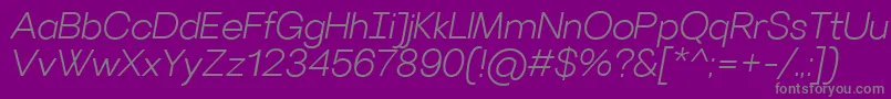 フォントVillerayLightitalic – 紫の背景に灰色の文字