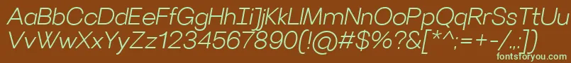VillerayLightitalic Font – Green Fonts on Brown Background