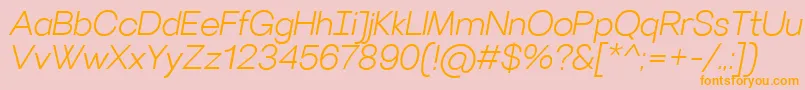 フォントVillerayLightitalic – オレンジの文字がピンクの背景にあります。