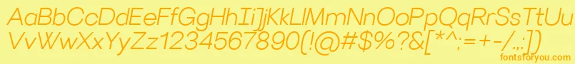 Fonte VillerayLightitalic – fontes laranjas em um fundo amarelo