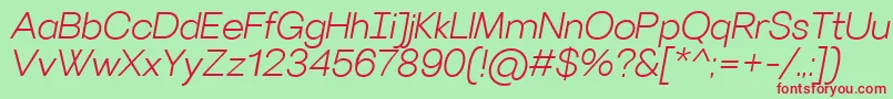 VillerayLightitalic Font – Red Fonts on Green Background