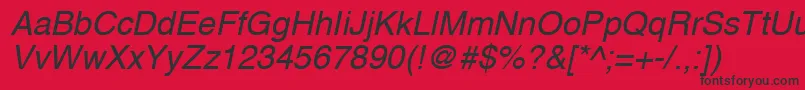 A1010helvetikaNItalic Font – Black Fonts on Red Background