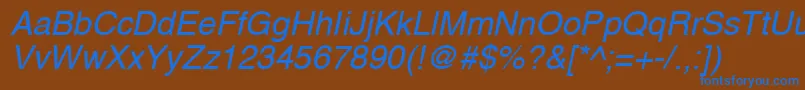 A1010helvetikaNItalic Font – Blue Fonts on Brown Background