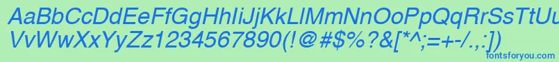 A1010helvetikaNItalic Font – Blue Fonts on Green Background