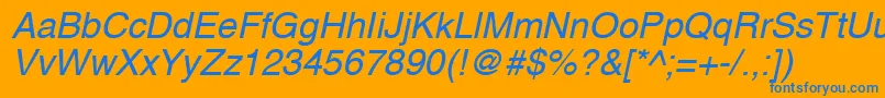 A1010helvetikaNItalic-fontti – siniset fontit oranssilla taustalla