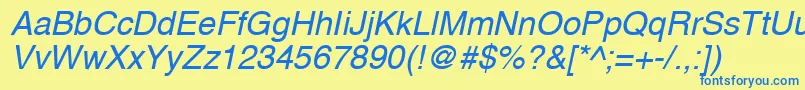 A1010helvetikaNItalic Font – Blue Fonts on Yellow Background