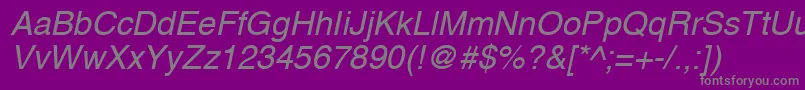 A1010helvetikaNItalic Font – Gray Fonts on Purple Background
