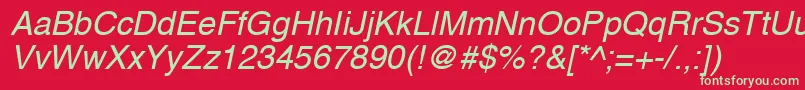 フォントA1010helvetikaNItalic – 赤い背景に緑の文字