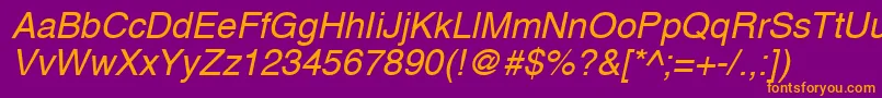 A1010helvetikaNItalic Font – Orange Fonts on Purple Background