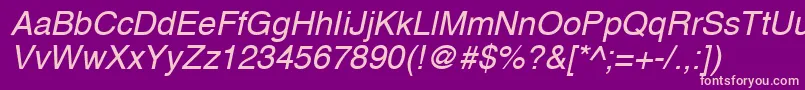 A1010helvetikaNItalic Font – Pink Fonts on Purple Background