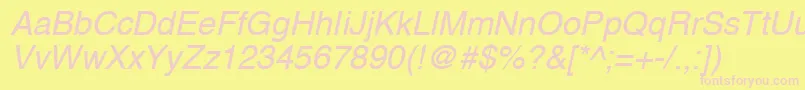 A1010helvetikaNItalic Font – Pink Fonts on Yellow Background