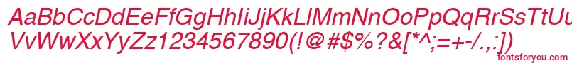 A1010helvetikaNItalic-fontti – punaiset fontit valkoisella taustalla