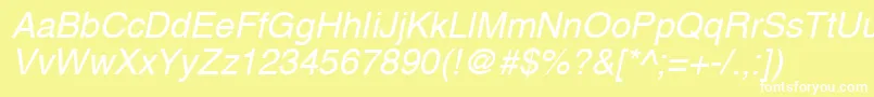 フォントA1010helvetikaNItalic – 黄色い背景に白い文字