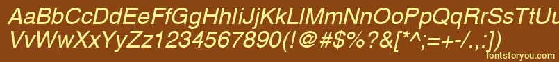 A1010helvetikaNItalic Font – Yellow Fonts on Brown Background