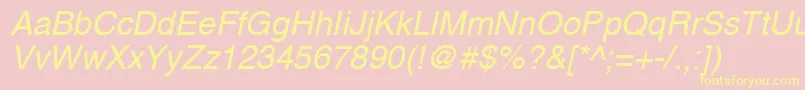 A1010helvetikaNItalic Font – Yellow Fonts on Pink Background