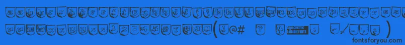 Trollbai-Schriftart – Schwarze Schriften auf blauem Hintergrund