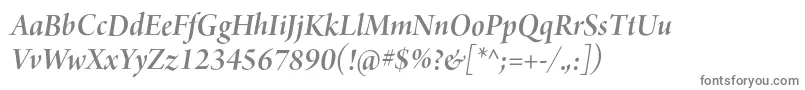 ArnoproSemibolditalic36pt-fontti – harmaat kirjasimet valkoisella taustalla