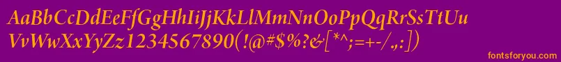 Шрифт ArnoproSemibolditalic36pt – оранжевые шрифты на фиолетовом фоне