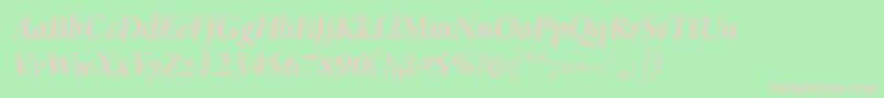ArnoproSemibolditalic36pt-fontti – vaaleanpunaiset fontit vihreällä taustalla