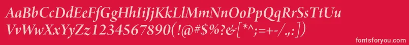 ArnoproSemibolditalic36pt Font – Pink Fonts on Red Background