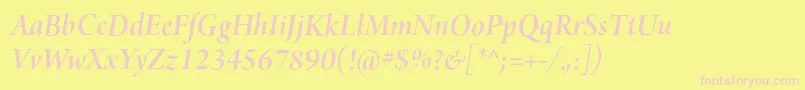 ArnoproSemibolditalic36pt-fontti – vaaleanpunaiset fontit keltaisella taustalla
