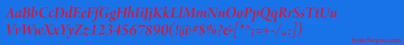 ArnoproSemibolditalic36pt Font – Red Fonts on Blue Background