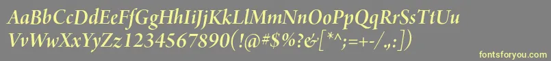 ArnoproSemibolditalic36pt-Schriftart – Gelbe Schriften auf grauem Hintergrund