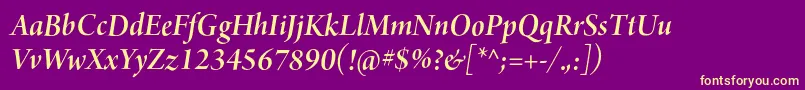 ArnoproSemibolditalic36pt Font – Yellow Fonts on Purple Background