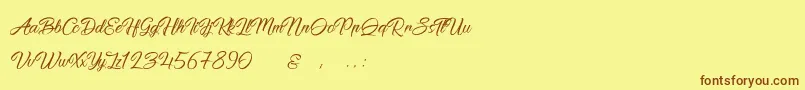 PictorialSignature-Schriftart – Braune Schriften auf gelbem Hintergrund