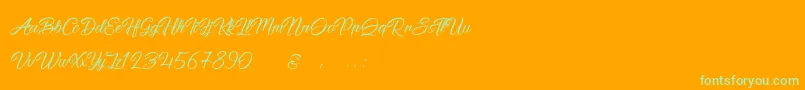 PictorialSignature-Schriftart – Grüne Schriften auf orangefarbenem Hintergrund