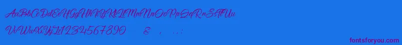 PictorialSignature-Schriftart – Violette Schriften auf blauem Hintergrund