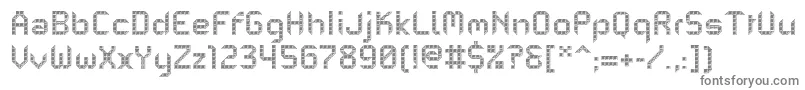 PfMechanicaBProEmboss-fontti – harmaat kirjasimet valkoisella taustalla