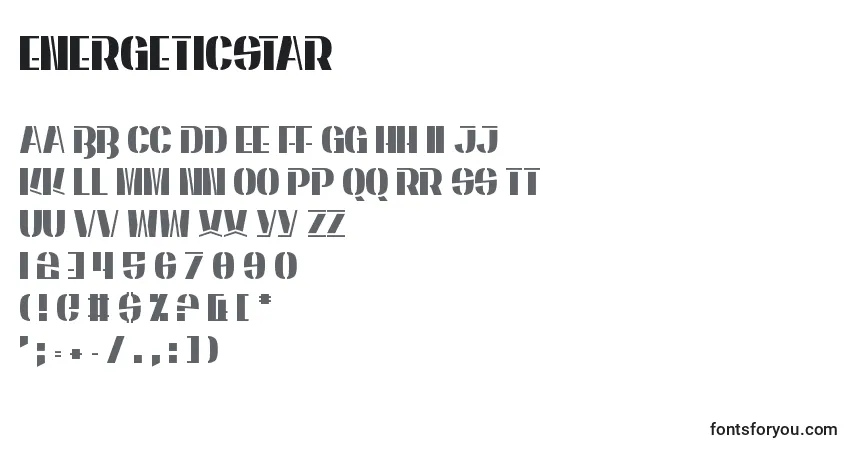 characters of energeticstar font, letter of energeticstar font, alphabet of  energeticstar font