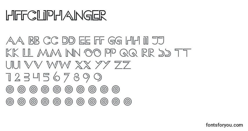 characters of hffcliphanger font, letter of hffcliphanger font, alphabet of  hffcliphanger font
