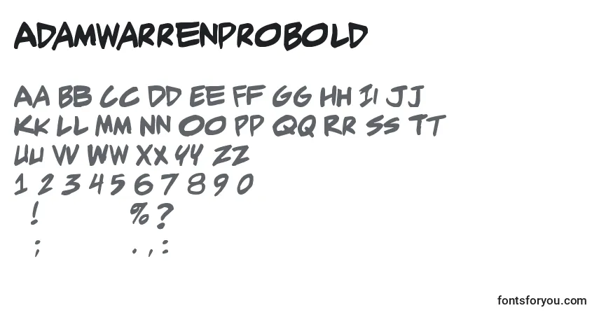 characters of adamwarrenprobold font, letter of adamwarrenprobold font, alphabet of  adamwarrenprobold font