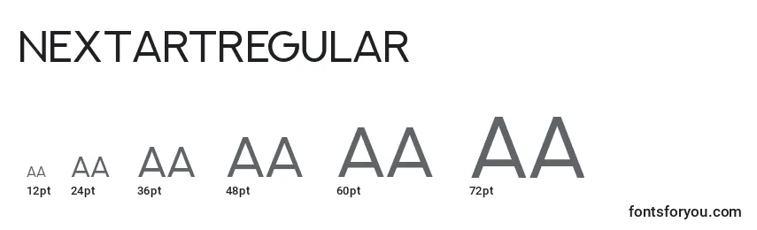 sizes of nextartregular font, nextartregular sizes