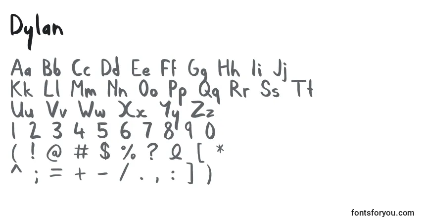 characters of dylan font, letter of dylan font, alphabet of  dylan font