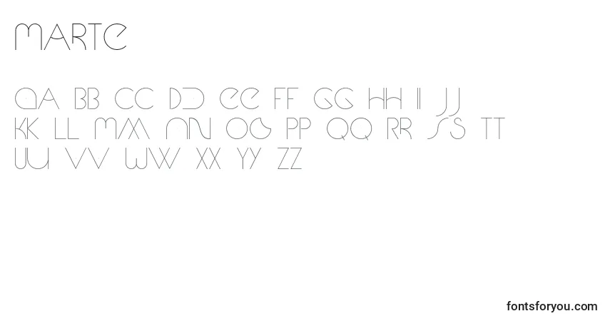 characters of marte font, letter of marte font, alphabet of  marte font