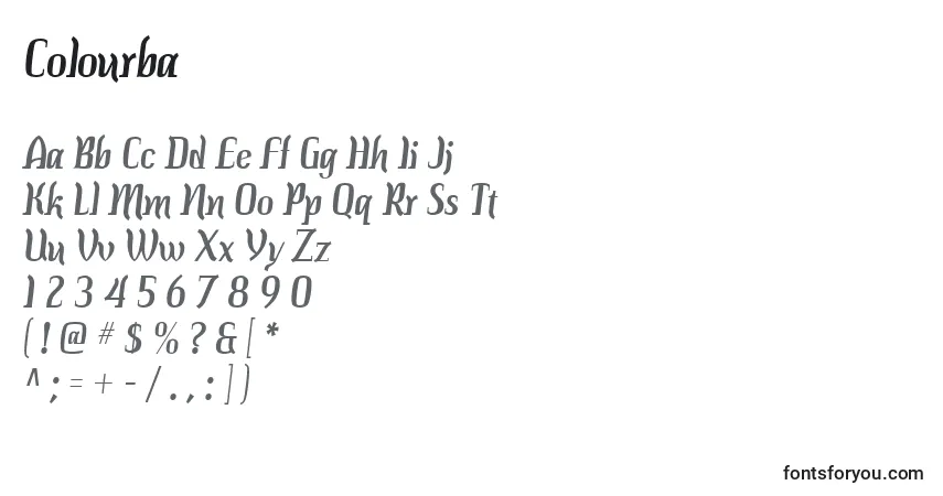characters of colourba font, letter of colourba font, alphabet of  colourba font