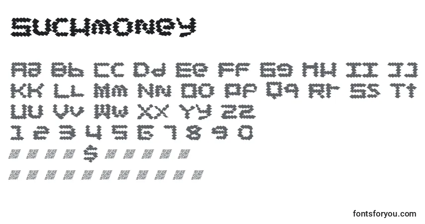 characters of suchmoney font, letter of suchmoney font, alphabet of  suchmoney font