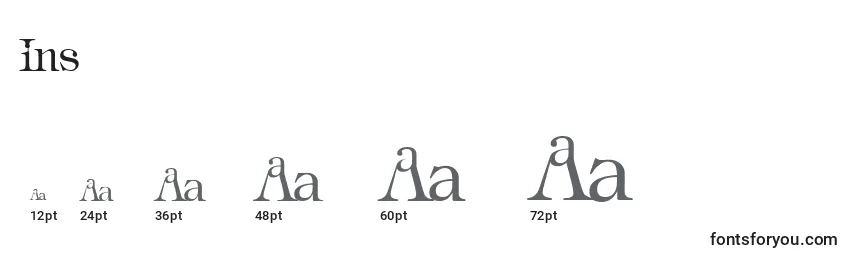 sizes of ins font, ins sizes