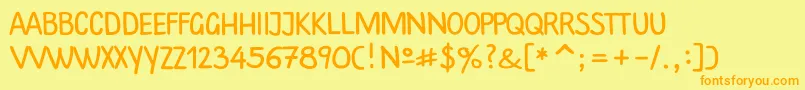 Czcionka Plainscriptc – pomarańczowe czcionki na żółtym tle